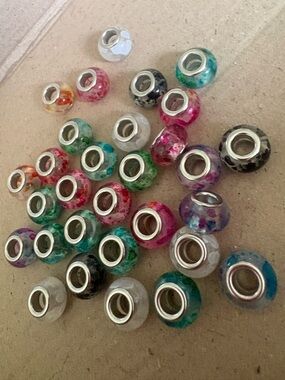 30 Assorted  European-Style Charm Beads in Mixed Colors bracelet beads